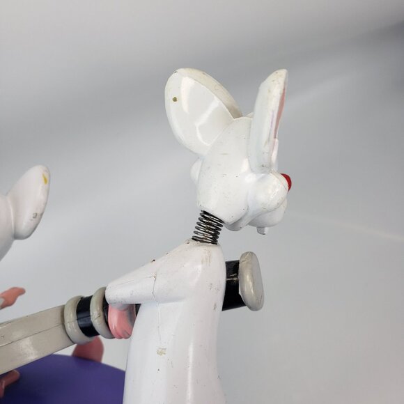 VTG Warner Bros 1998 Pinky & The Brain Double Nodder Resin Figurines Bobble Head - Picture 3 of 11